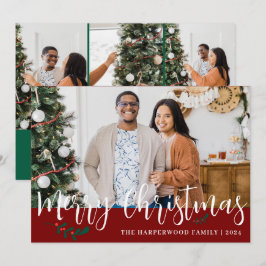 Elegant Modern julfamiljs fotokollage Julkort