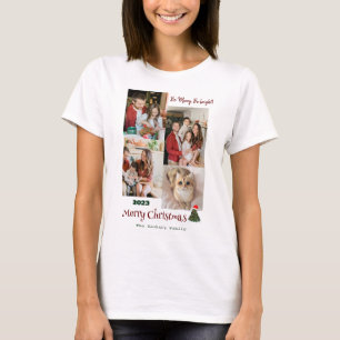 Elegant Modern julfamiljs fotokollage T Shirt