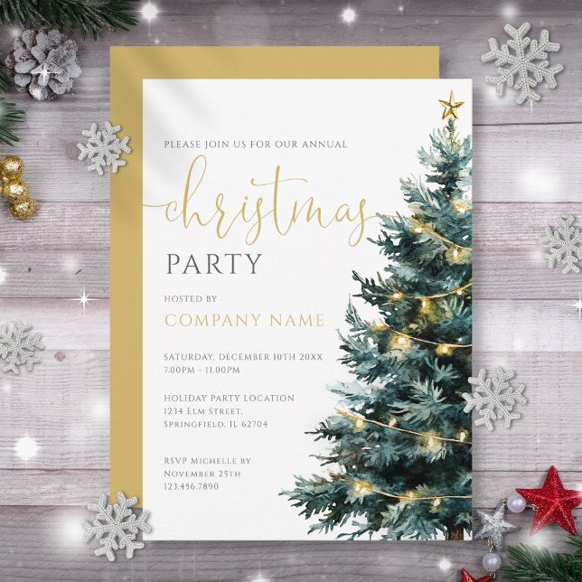 Elegant Modern Julgran Corporate Party Inbjudningar (Elegant Modern Christmas Tree Corporate Party Invitation)