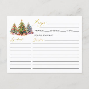 Elegant Modern Julgran Helgdag Recept Card Vykort