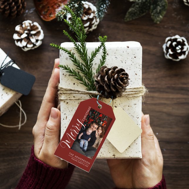 Elegant modern julpresentkort med foto | God Jul Presentetikett (Skapare uppladdad)