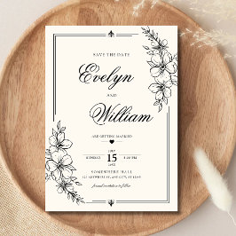 Elegant modern kalligrafi blommande bröllop spara datumet