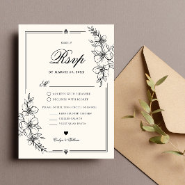 Elegant modern kalligrafi floral bröllop OSA kort