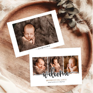 Elegant Modern kalligrafi nyfödd Baby-födelse Meddelande
