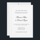 Elegant Modern Kalligrafi Skrift Vit Bröllop Inbjudningar<br><div class="desc">Elegant,  minimalist vigelinvitationskort i modern enkel design med brudens och brudgummens namn i en stilren kalligrafisk typsnittstypografi i kombination med traditionell formulering för en chic,  sofistikerad känsla i klassiskt svart och vitt.</div>