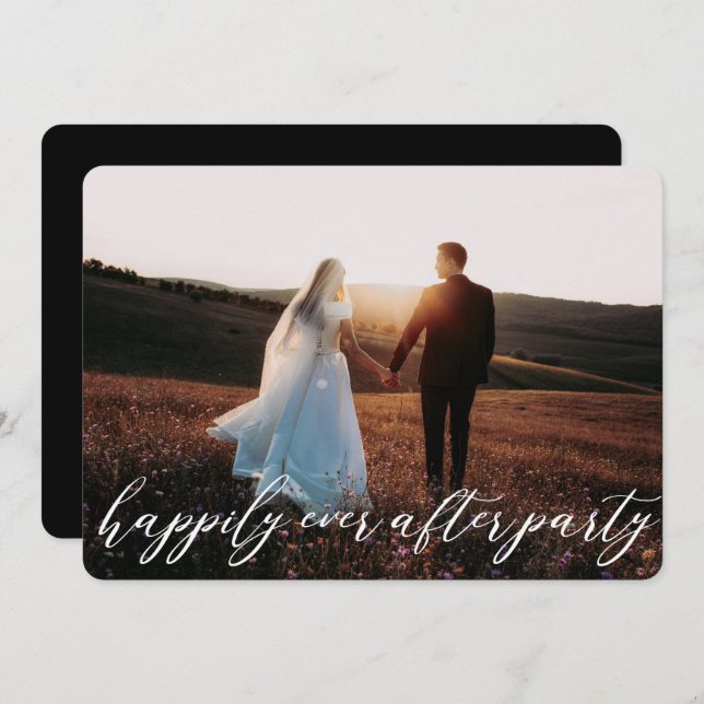 Elegant modern kalligrafi vigsel bröllopsinbjudan inbjudningar (Fram/baksida)