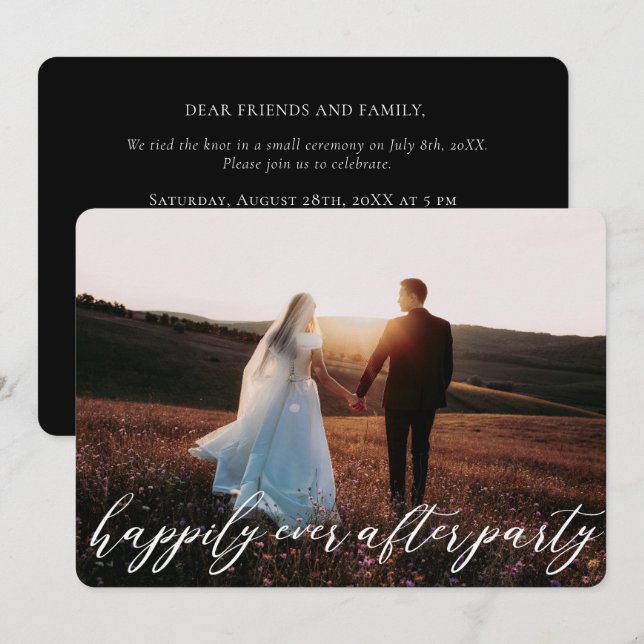 Elegant modern kalligrafi vigselfästning bröllopsi inbjudningar (Fram/baksida)