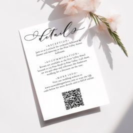 Elegant modern kalligrafisk bröllopsdetalj tilläggskort