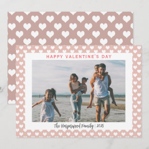 Elegant Modern Kärlek Valentines day Family 1-foto Julkort