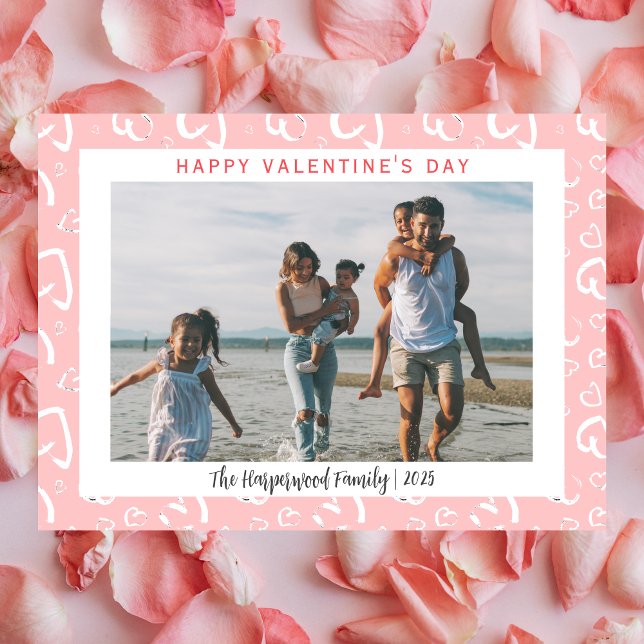 Elegant Modern Kärlek Valentines day Family 1-foto Julkort (Skapare uppladdad)