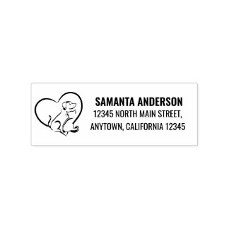 Elegant & Modern katt & hund Linje Konst Trästämpe Stämpel
