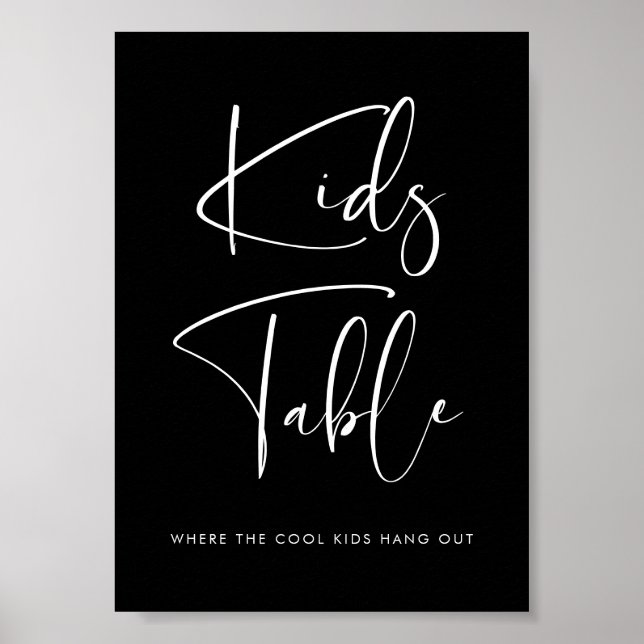 Elegant & Modern Kids bröllop Black bord Poster (Framsidan)