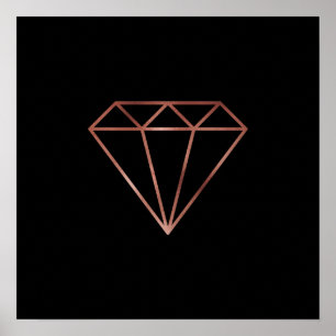 elegant modern klar rosa guld- diamantsvart poster