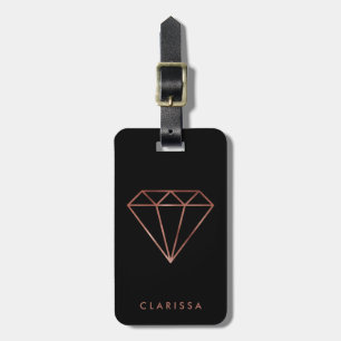 elegant modern klarsvart faux ro guld diamant svar bagagebricka