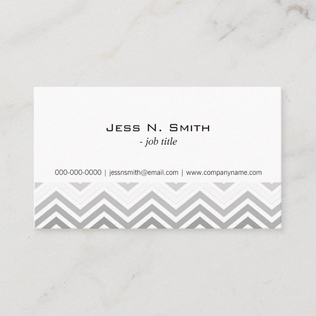 Elegant, modern, klassisk grått och vit schevron visitkort (Framsida)