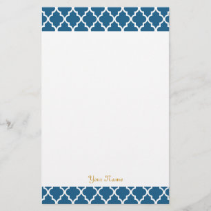 Elegant, modern, klassisk marinblå quatrefoil brevpapper