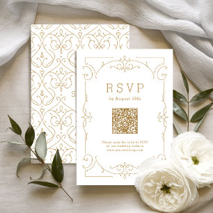 Elegant modern klassisk QR-kod för vintage bröllop OSA Kort
