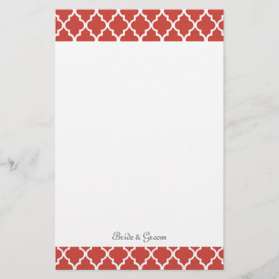 Elegant, modern, klassisk röd quatrefoil bröllop brevpapper