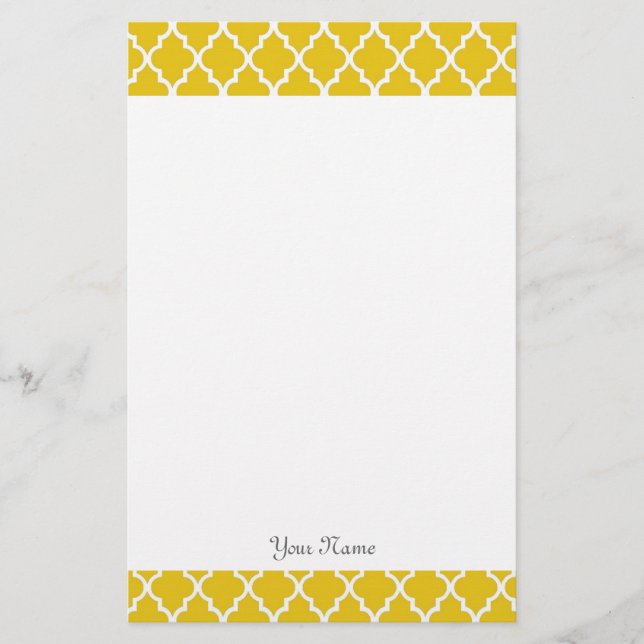 Elegant, modern, klassisk solig gul fyrklöver brevpapper (Framsida)