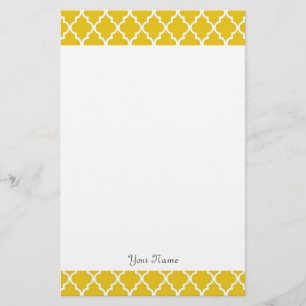 Elegant, modern, klassisk solig gult quatrefoil brevpapper