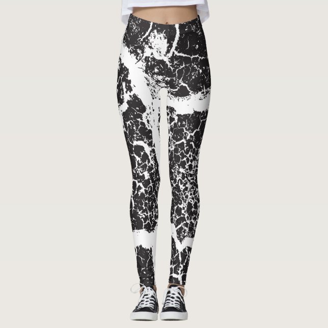 Elegant modern konst svart vit leggings (Framsida)