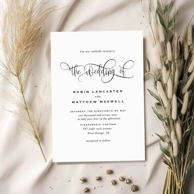 Elegant Modern Kraft Rustic, Calligraphy Bröllop Inbjudningar (Skapare uppladdad)