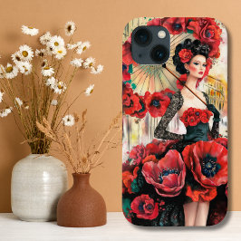 Elegant, modern kvinna & vallmos Floral klänning