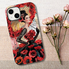 Elegant, modern kvinna & vallmos floral klänning