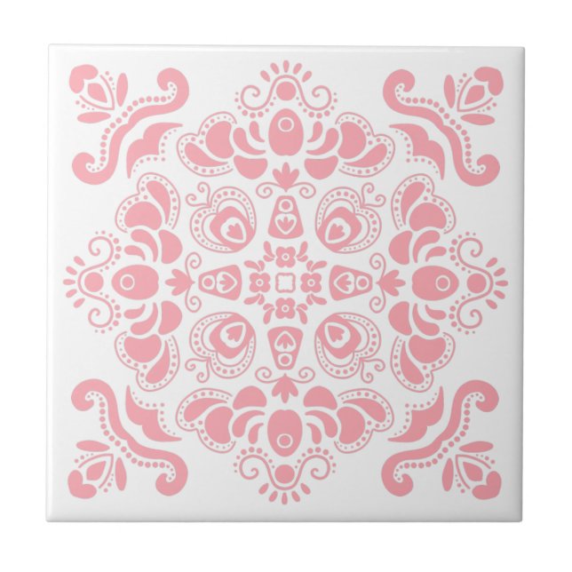 Elegant Modern kvinnlig Ljus rosa Snyggt vit Kakelplatta (Framsidan)
