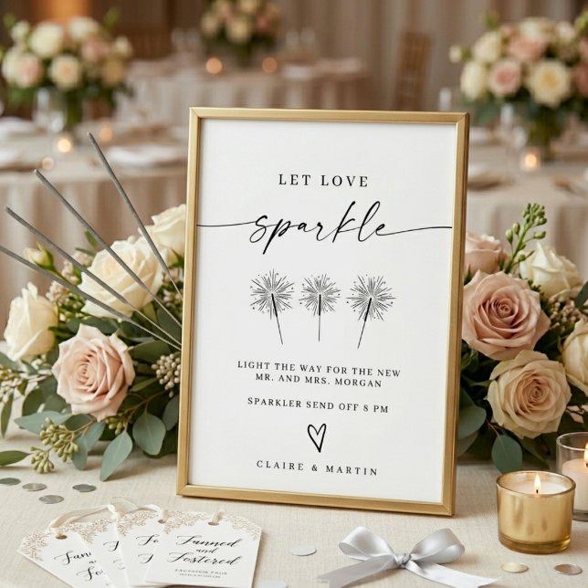 Elegant Modern Låt Kärlek Lysa Tecken Bröllop Teck Poster (Skapare uppladdad)