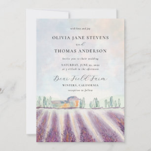 Elegant Modern Lavender Fält allt i ena Bröllop Inbjudningar