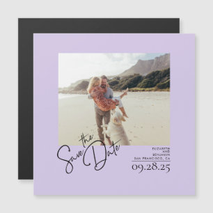 Elegant Modern Lavender Lila Spara datumfoto Magnetisk Inbjudningskort