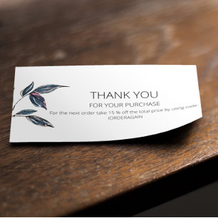 Elegant Modern Leafy Logotyp Tack för Affärskortet Mini Visitkort