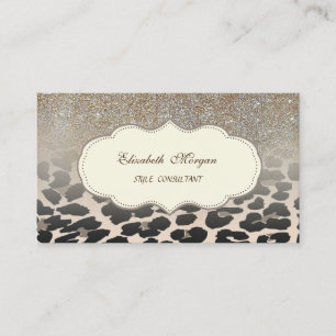 Elegant Modern Leopardycktryck Glitter Ombre Visitkort