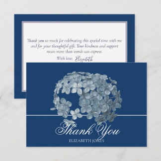 Elegant Modern Light Blue Floral Cluster Thank You Tack Kort