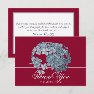 Elegant Modern Light Blue Floral Cluster Thank You Tack Kort