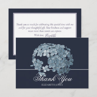 Elegant Modern Light Blue Floral Cluster Thank You Tack Kort