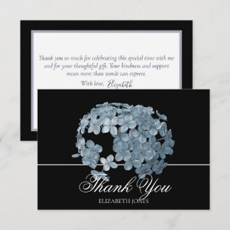Elegant Modern Light Blue Floral Cluster Thank You Tack Kort