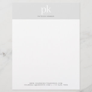 Elegant Modern Light Grått Minimalist Monogram Brevhuvud