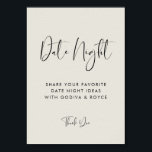 Elegant Modern Light Sage Date night-tankar signer Poster<br><div class="desc">Idéer för nylweds-tecknet. En modern typografi och en palett för grönt färg för trendiget till bröllop-skrivbordet: välj denna enkla svit och elegant bröllop-svit. Fullständigt anpassade: Du kan ändra både bakgrunden och texten i färg som du vill.</div>