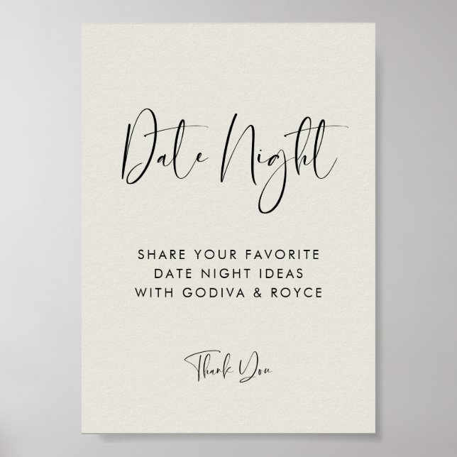 Elegant Modern Light Sage Date night-tankar signer Poster (Framsidan)
