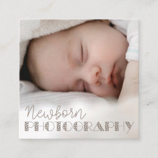 Elegant Modern Light Template Newborn Photograf Fyrkantigt Visitkort