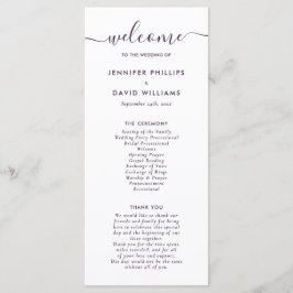 Elegant Modern Lila Bröllopsprogram Program