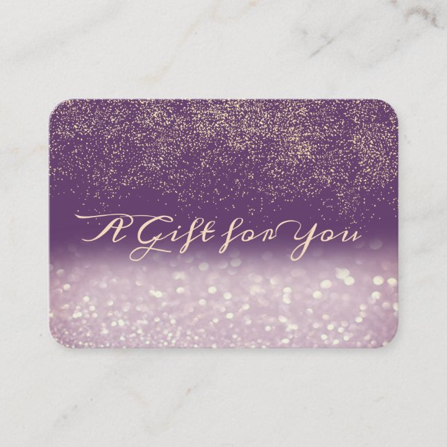Elegant Modern Lila Confetti, Glitter Bokeh Rabattkort (Framsida)