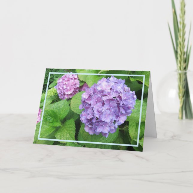 Elegant Modern Lila Hydrangeas Fotosympati Kort (Framsida)