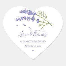 Elegant Modern Lila Lavender Wedding Favor Hjärtformat Klistermärke