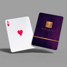 Elegant modern lila och guld monogrammat läder casinokort