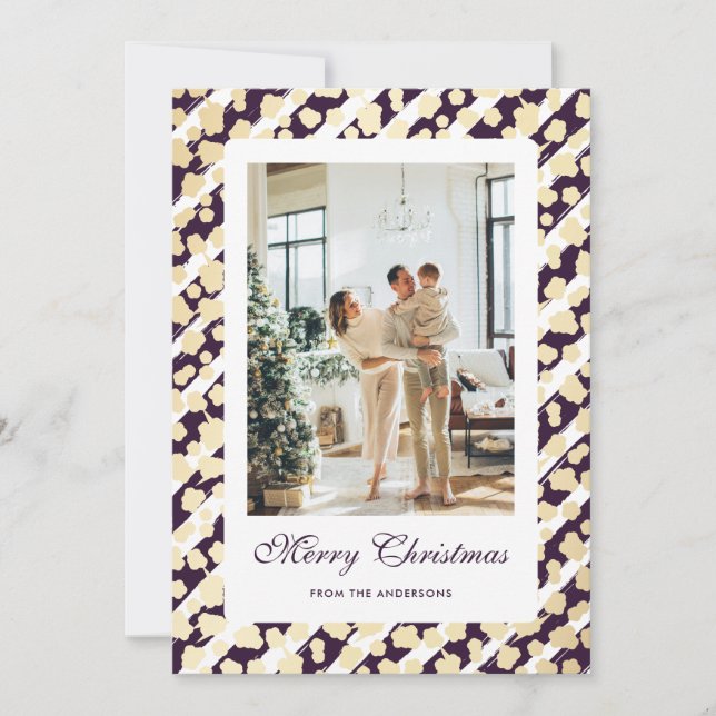 Elegant Modern Lila White Photo God jul Julkort (Framsida)