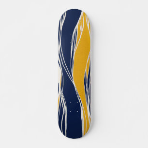 Elegant, modern, linjer, i marinblått och gult mini skateboard bräda 18,5 cm