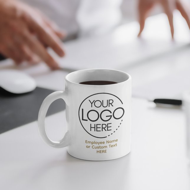 Elegant Modern Logotyp Employee/Company SWAG Guld Kaffemugg (Skapare uppladdad)